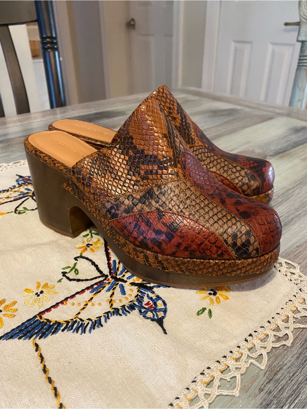 Rachel Comey Bose Snake Print Leather Clog new